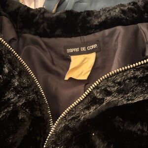 🖤 Vintage Esprit de Corp Black Faux Fur Jacket |S| 90s|Grunge|whimsigoth